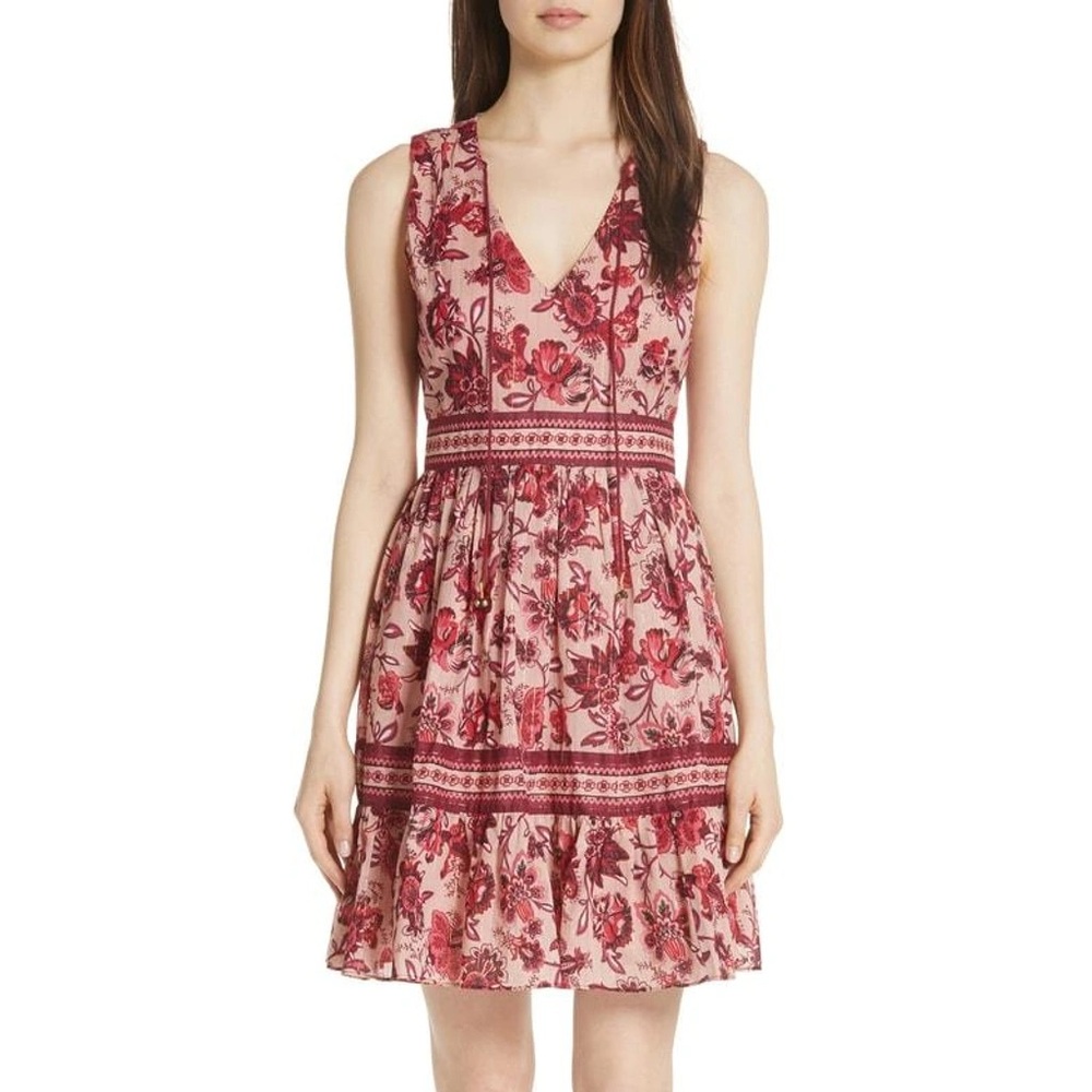 Floral V-Neck Sleeveless Pink Dress